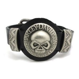 Harley Davidson skull leather Bracelet