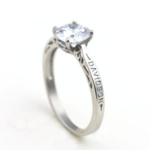 Harley Davidson white gem ring