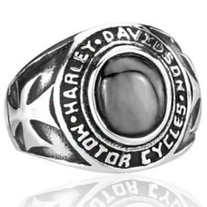 Harley Davidson black gem ring