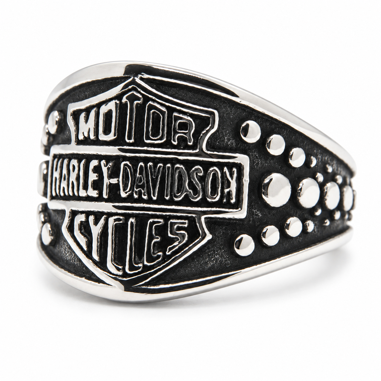 Studded Shield Biker Ring – independent biker-inspired jewelry