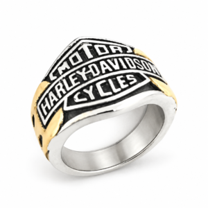 Two Tone Biker Shield Ring – independent biker-inspired jewelry