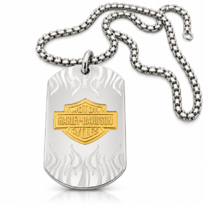 Two Tone Shield Dog Tag Front motorcycle rider inspired jewelry