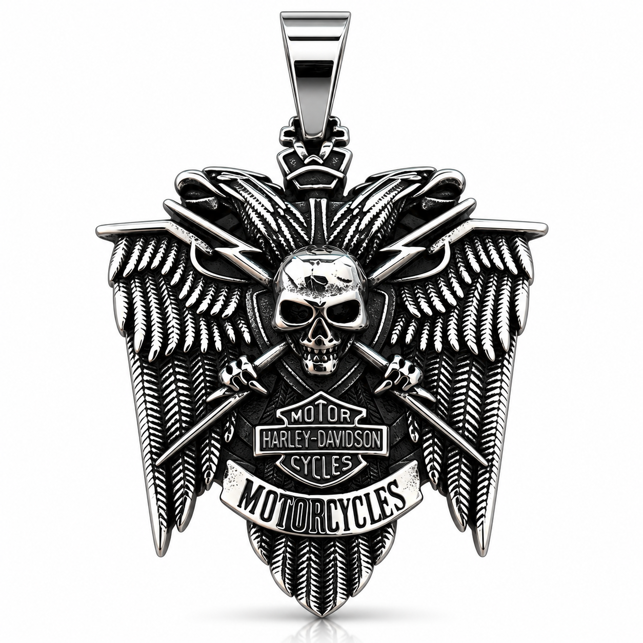 Winged Skull Biker Pendant motorcycle rider inspired jewelry